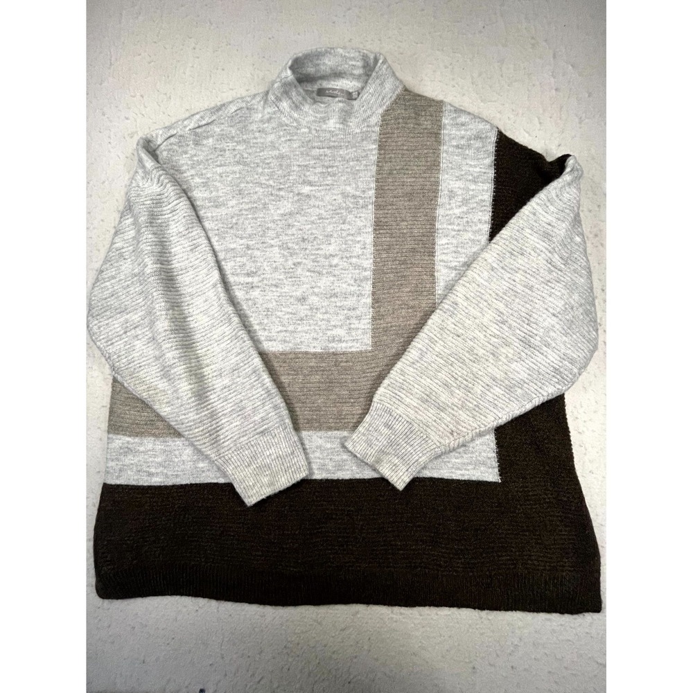 Red By BKE Sweater Women XS/S Gray Colorblock Tight Knit Ribbed Mock Neck Winter